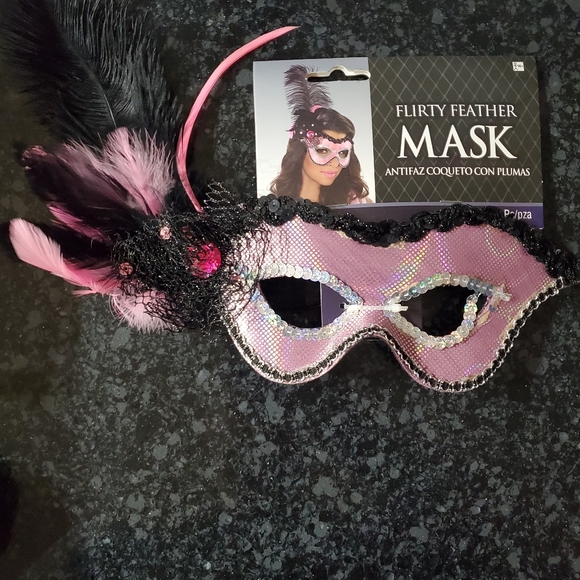 Other - Flirty Feather Eye Mask Halloween Costume Masquerade Dress Up Plastic - RRR Mask
